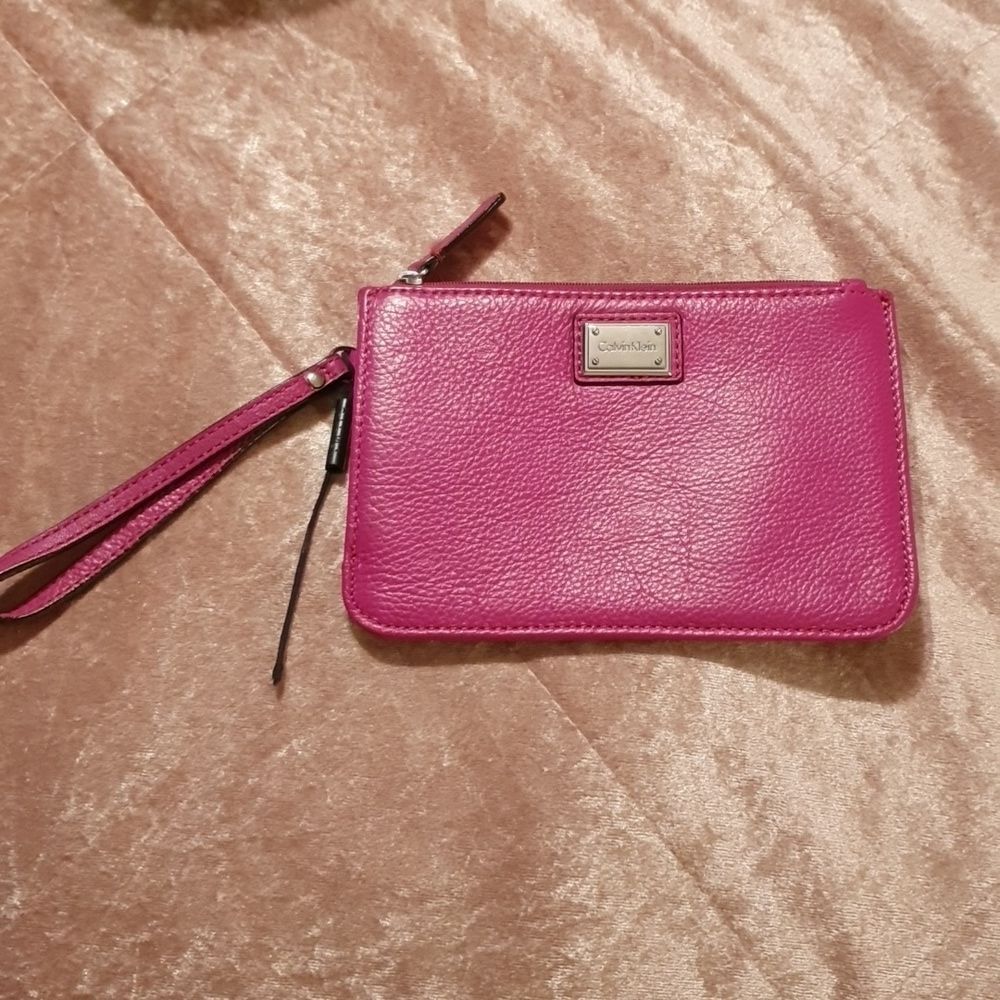 Calvin Klein Leather Hot Pink Wristlet